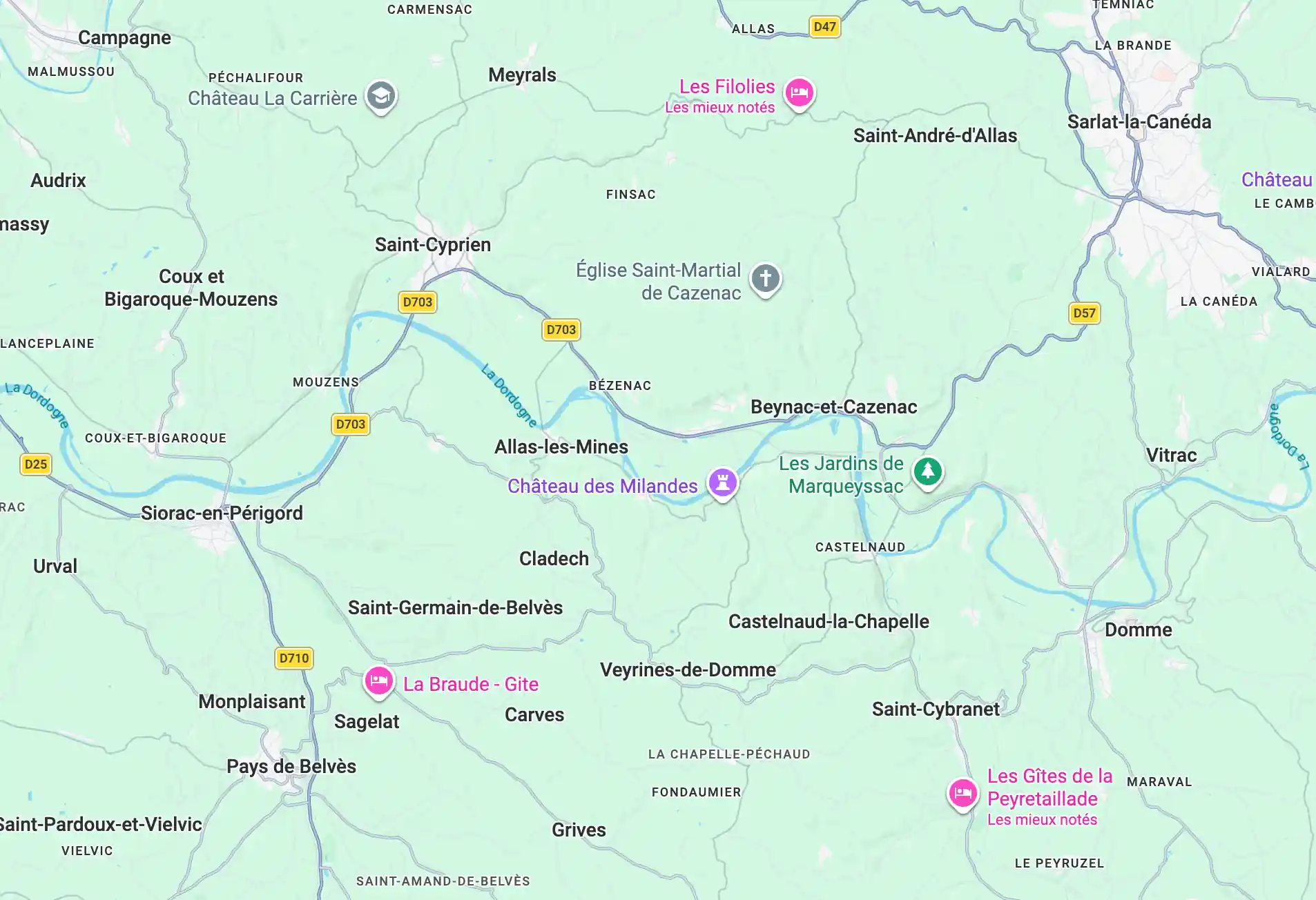 Carte Google Maps : itinéraire pour AirParc Périgord